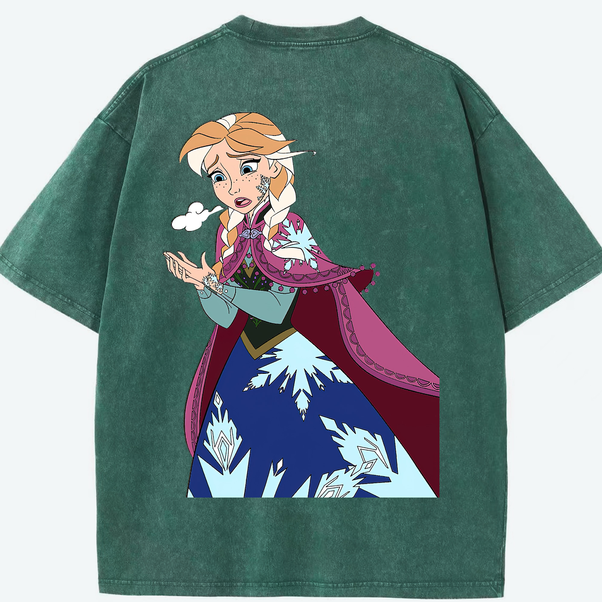 （画像用） アナと雪の女王 アンナ エルサ Frozen Anna Elsa 綿100% ヴィンテージ風 半袖Tシャツ（背面プリント）